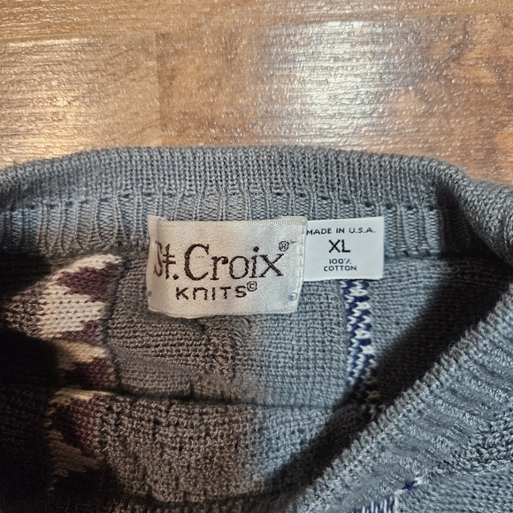 St Croix Knits Gray Sweater Men’s XL Made in USA Textured 3D Cotton - Picture 3 of 6